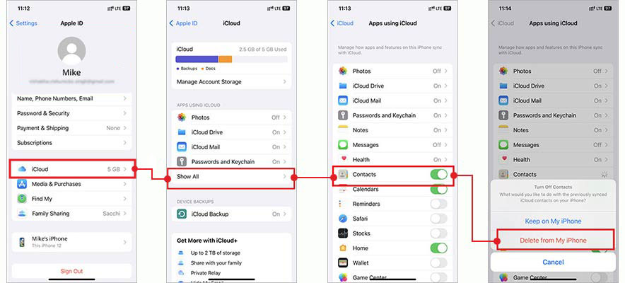 delete all contacts from your iPhone using iCloud