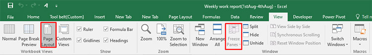 Excel freeze panes not working in Page Layout view