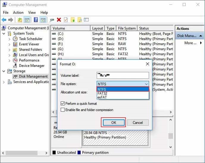 select the file system and format the initialized hard drive and recover data from the hard drive which was not showing up