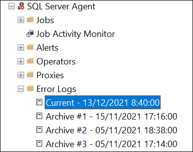 Finding error in SQL Server Error Log using SQL Server Management Studio (SSMS) by navigating to SQL Server Agent > Error Logs, and viewing SQL Server error messages including error 832.