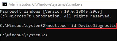 type the command and run it to open hardware troubleshooter