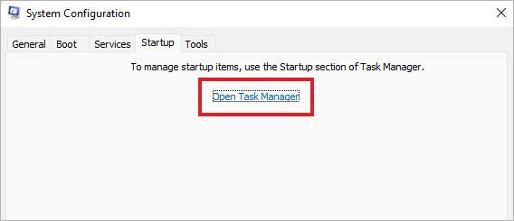 open task manager on startup tab