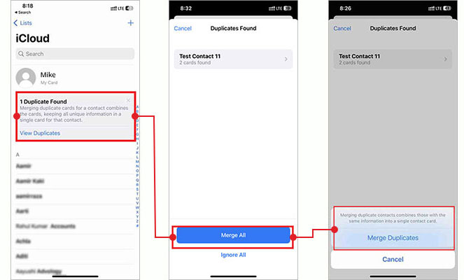 Delete Duplicate Contacts on iPhone