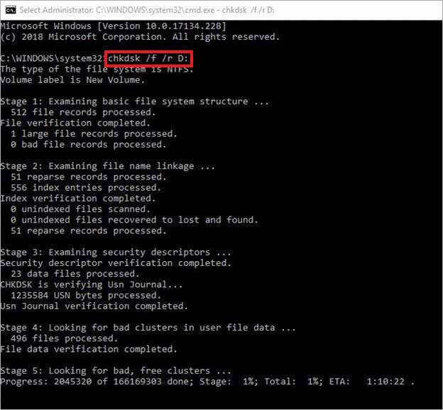 run chkdsk command 2