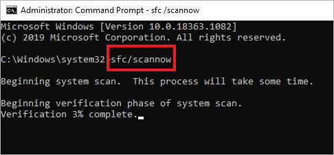 run sfc scannow command