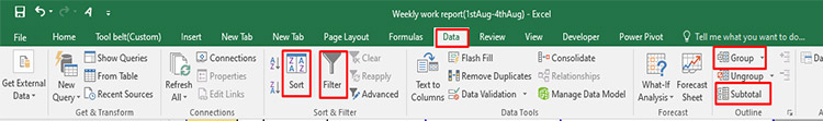 remove sort, filter, group, and subtotal in excel step-by-step