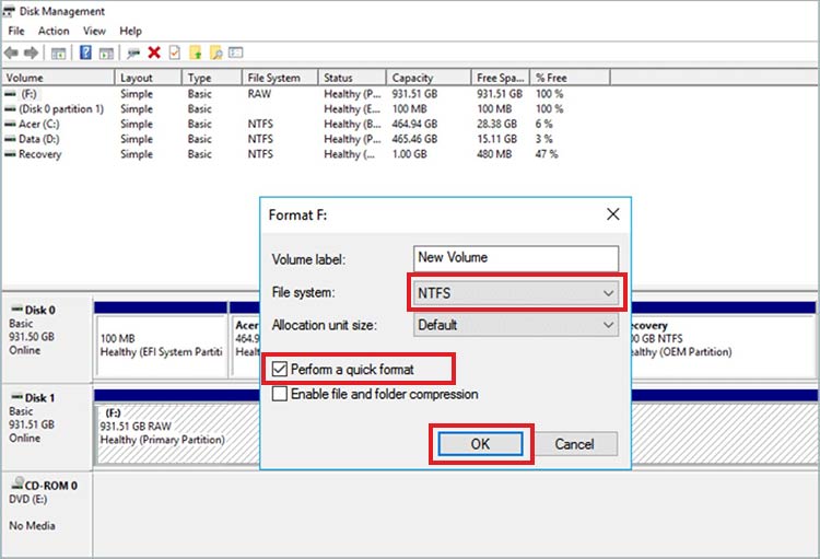 select-file-system-and-click-Perform-a-quick-format