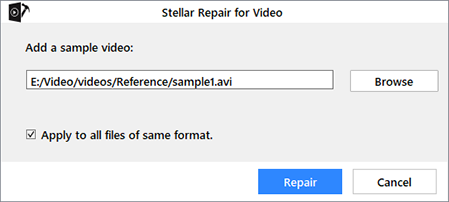 Add sample file in Stellar Repair for Video