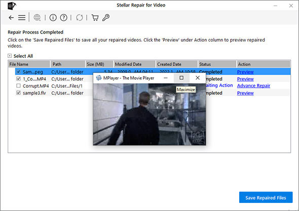 save repaired file in Stellar Repair for Video