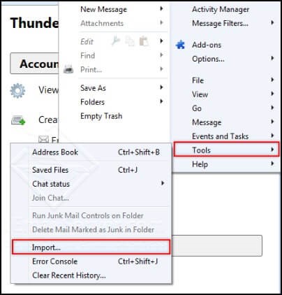 Thunderbird Import option