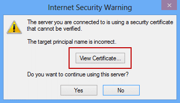 Choose the certificate causing the error and click on View Certificate. If you see the following error message on the screen, you can click the View Certificate button.
