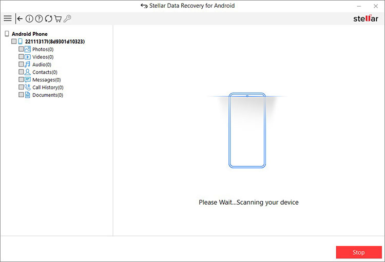 10 scanning in progress to Restore Deleted Contacts