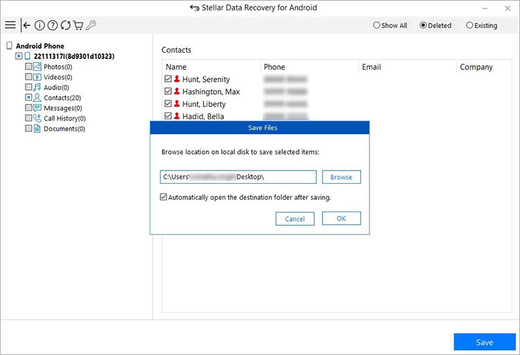 14 save recovered contacts