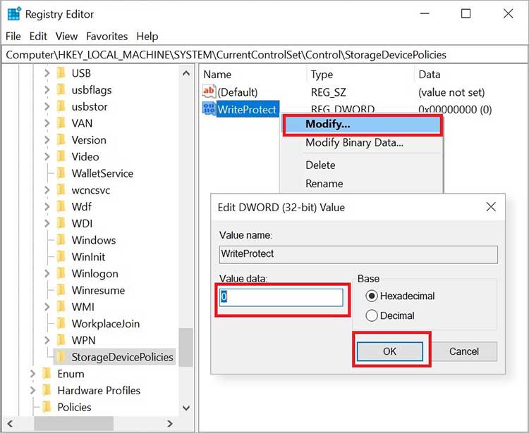 7 disable write protection in sd card using registry editor