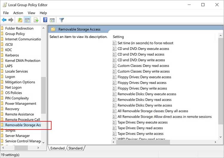 8 disable write protection using group policy