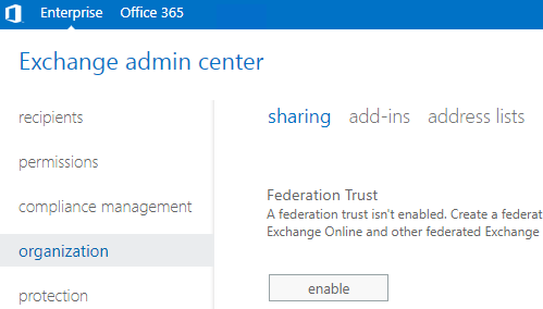 Configure Federation Trust on Local Exchange Server