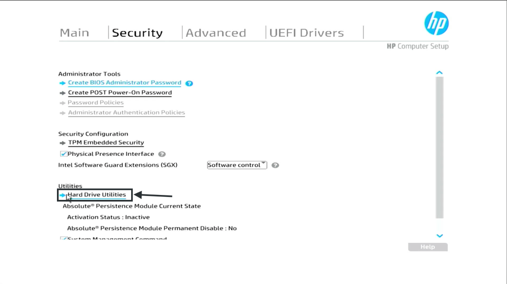 Choose Hard Drive Utilities