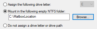 Mount in the following empty NTFS folder location