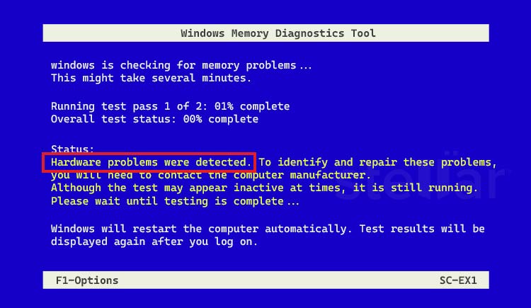hardware problems were detected error message that users encounter while using the windows memory diagnostic tool