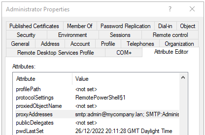 find the attribute Proxy Address