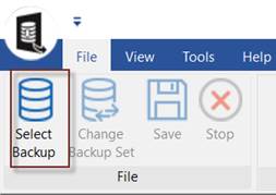 Select Backup option from Stellar Repair for MSSQL interface