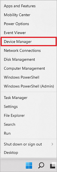 open Device Manager from Start Menu
