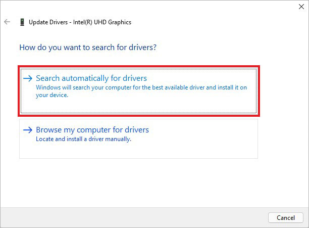 search automatically for drivers