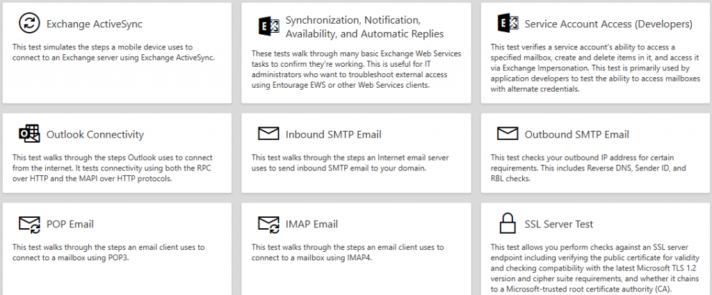 tests to confirm that all services are operational and accessible