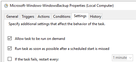 Microsoft Windows and Backup section