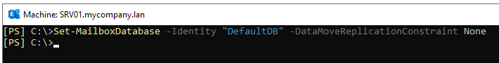 Set MailboxDatabase PowerShell command