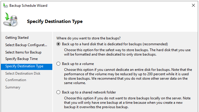 Specify Destination Type