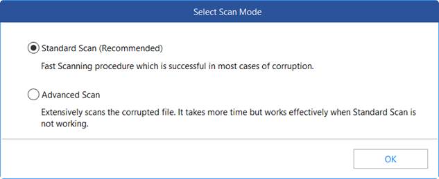 Chosing the option of scanning database in Software Interface