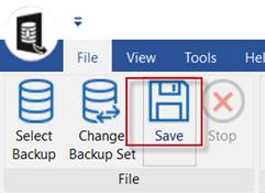 Pressing the save icon for viewing the database