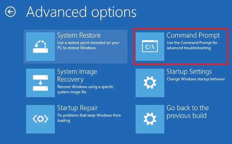 click on command prompt