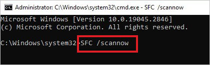 execute system file checker command in cmd to fix the setuphost.exe high cpu usage problem