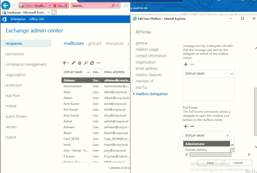 All the mailbox on Destination Exchange Server in which you want to export the data should have Admin rights