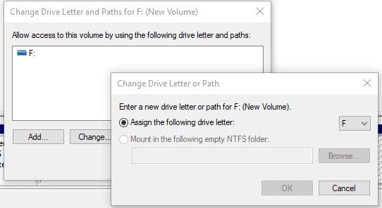 Assign new drive letter