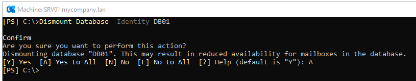 Dismount Database using the EMS