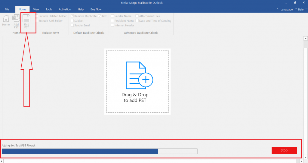 Locate the PST files  by using "Find PST" option if you are unsure about the location.