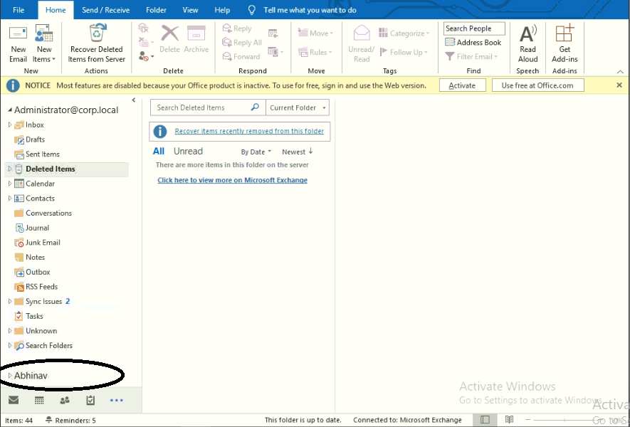 It should be sync in outlook