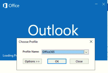 configure the Outlook profile using an account that has administrator privileges of Office 365