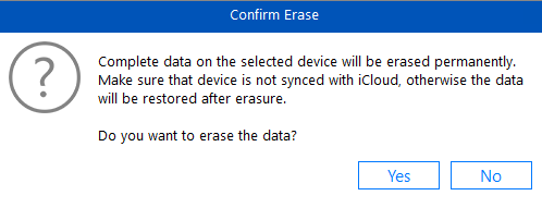 confirm erase in Stellar Eraser for iPhone
