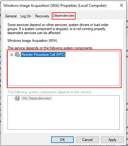 check the WIA dependencies