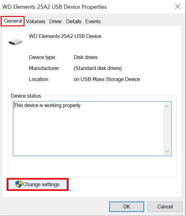 change settings in hardware properties