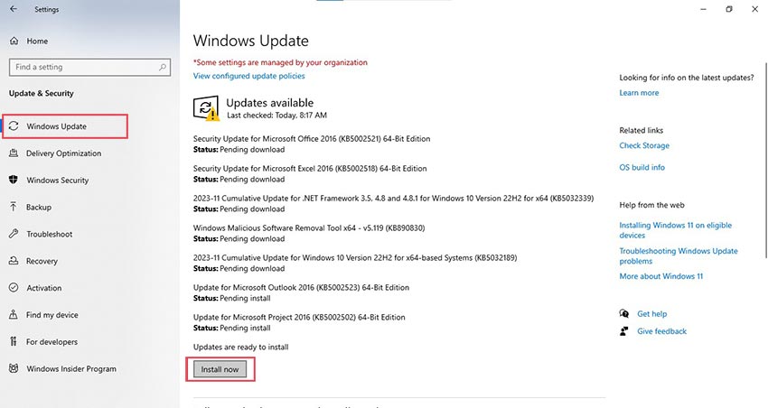Install windows OS updates to fix the ftdibus.sys memory integrity issue