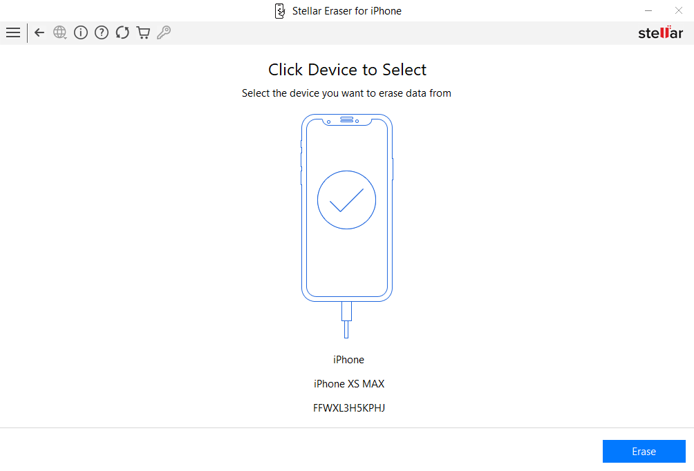select device in Stellar Eraser for iPhone