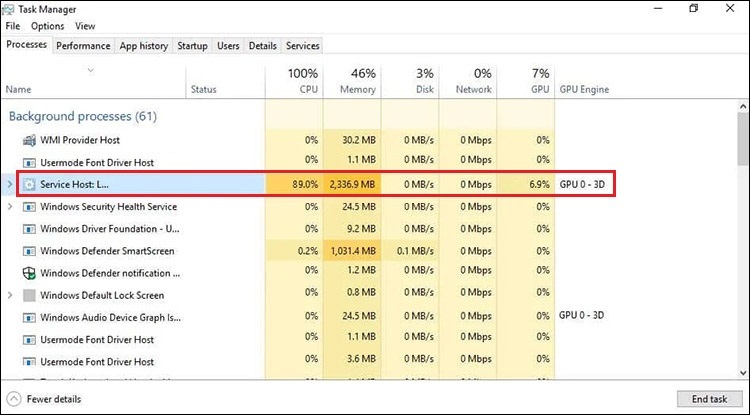 svchost high cpu usage error on windows