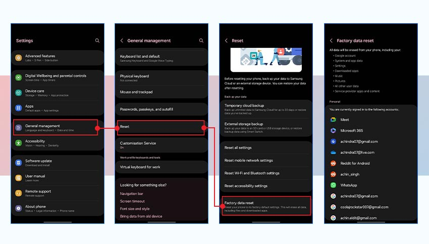 Tap Factory Data Reset