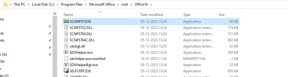 Navigate to C:\Program Files\Microsoft Office\root\Officexx to locate scanpst.exe