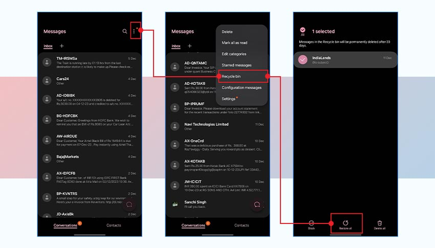 Tap on the Restore All option